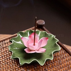 Lotus Leaf & Lotus Flower Porcelain Incense Burners&nbsp;DJEW-CN0001-38B