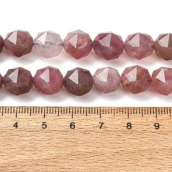 天然の紫色のマダガスカル産ローズクォーツビーズの連  ファセットスターカットラウンドビーズ  10~10.5x10~10.5x10~10.5mm  穴：1.2mm  約35個/連  14.76''（37.5センチメートル）&nbsp;GG-CBABD99-05A