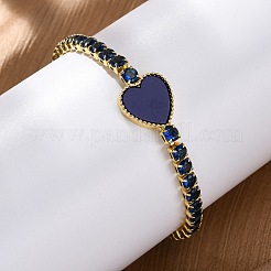 Brass Micro Pave Cubic Zirconia Link Chain Bracelets for Women&nbsp;BJEW-K273-01G