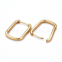 真鍮huggieフープピアス  長持ちメッキ  長方形  18KGP本金メッキ  22x16x2mm  ピン：0.8mm&nbsp;KK-H741-05G