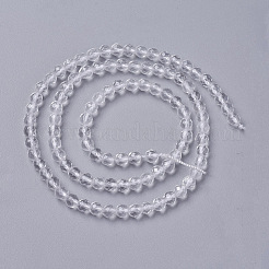 天然石クオーツクリスタルビーズ連売り  ロッククリスタルビーズ  多面カット  ラウンド  3.5~4x4mm  穴：0.4mm  約915個/連  15.3インチ&nbsp;G-F596-44-4mm