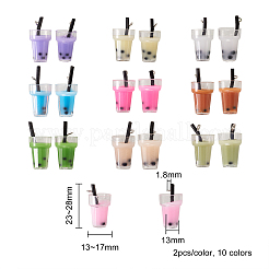 プラスチックカップペンダント  樹脂の内側と鉄パーツ  模造泡茶  ミックスカラー  20個/セット&nbsp;CRES-CJ0001-04