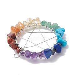 Chakra Gemstone Chips Copper Wire Wrapped Big Pendants&nbsp;PALLOY-JF02553-01