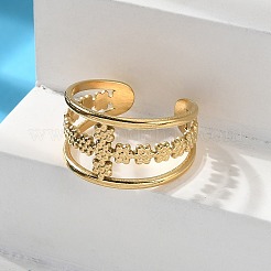 Cross 304 Stainless Steel Open Cuff Rings&nbsp;RJEW-S623-02G