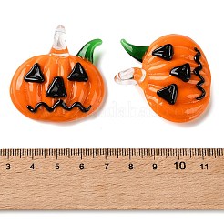 ハロウィンの手作りランプワークペンダント  カボチャチャーム  レッドオレンジ  41x39x13mm  穴：6mm&nbsp;LA-CBADA4A-01