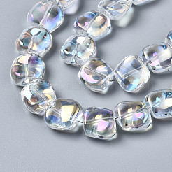 電気メッキガラスビーズセット  ABカラー  正方形  クリアAB  10.5x11x6mm  穴：1mm  約60個/連  25.20インチ（64cm）&nbsp;EGLA-N008-005-A01