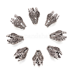 真鍮製ビーズキャップ  5花びら  花  アンティークシルバー  20x15mm  穴：1.5mm&nbsp;KK-TA0007-23AS