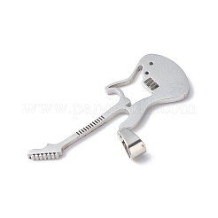 変色しない304ステンレススチールペンダント  ステンレス鋼色  ギター  楽器模様  33.5x12x1mm  穴：5.5x3 MMMM&nbsp;STAS-F279-02A