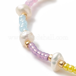 女性用ナチュラルパール＆ガラスシードビーズストレッチブレスレット  カラフル  内径：2インチ（5.2cm）&nbsp;BJEW-JB09930
