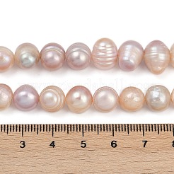 天然養殖淡水パールビーズ連売り  ポテト  グレードA +  リネン  9~10mm  穴：0.7mm  約39~46個/連  13.98~15.43''（33.5~39.2センチメートル）&nbsp;PEAR-I007-07Z-01A