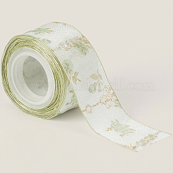 ポリエステルプリントリボン  シフォン装飾リボン  薄緑  1-5/8インチ（40mm）  10ヤード/ロール&nbsp;OCOR-WH20006-68C