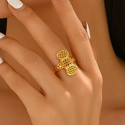 Geometric Hollow Brass Adjustable Open Cuff Rings for Women&nbsp;RI7921