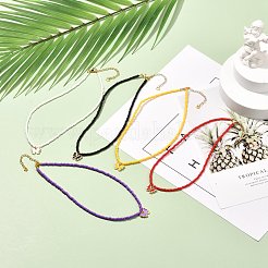 女の子の女性のための蝶の合金エナメルチャームネックレス  ガラスシードビーズネックレス  ゴールドカラー  ミックスカラー  13.86インチ（35.2cm）&nbsp;NJEW-JN03690