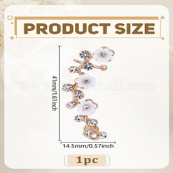 1個の花合金ラインストーンスタッドピアス  ライトゴールド  41x15.5mm&nbsp;EJEW-LP0012-29