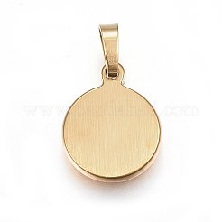ステンレスペンダント201個  聖母マリアとフラットラウンド  ゴールドカラー  17x14x2mm  穴：4x6mm&nbsp;STAS-F177-09G