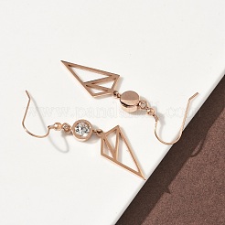 304 Stainless Steel Triangle Dangle Earrings&nbsp;EJEW-Z129-07RG