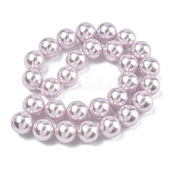 電気めっきシェルパールビーズ連売り  ラウンド  ライラック  14mm  穴：0.9mm  約28~29個/連  15.75''（40センチメートル）&nbsp;BSHE-G041-14mm-06