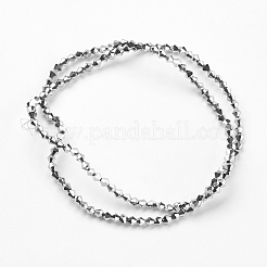 1連売りファセットビコン電気メッキガラスビーズ連売り  フルメッキ  銀  3x3mm  穴：1mm  約128~135個/連  12.2インチ&nbsp;X-EGLA-J026-3mm-F19
