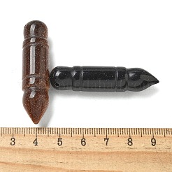 天然水晶/合成ブルーゴールドストーン/合成ゴールドストーンペンダント  筆型チャーム  48x11mm  穴：1mm&nbsp;G-K385-01