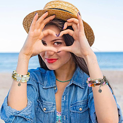 4Pcs 2 Colors Boho Multi-strand Irregular Synthetic Turquoise Beads Wrap Bracelet&nbsp;BJEW-PA0001-07