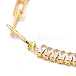 Clear Cubic Zirconia & Paperclip Chain Necklace for Girl Women Gift&nbsp;NJEW-A005-06G
