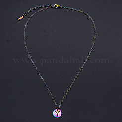 Rainbow Color Stainless Steel Constellation Pendant Necklace for Men Women&nbsp;ZODI-PW0001-039A