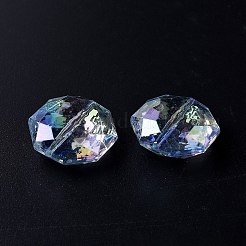 メッキレインボー透明アクリルビーズ  セクション  きらめき  ミックスカラー  24x24x12mm  穴：1.8mm&nbsp;TACR-K004-10
