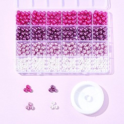 DIY ブレスレット/ネックレス ストレッチ キット  ABSプラスチック模造パールビーズ600個と透明弾性クリスタル糸1個が含まれています。  ミックスカラー  ビーズ：7.5~8mm  穴：1.8~2.3mm  600pc&nbsp;DIY-FS0008-85