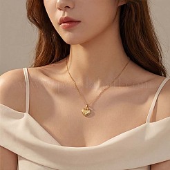 304 Stainless Steel Textured Heart Pendant Necklaces for Women&nbsp;WG102CD-01