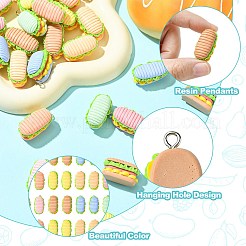 40本8色レジンペンダント  銀合金アイピン付き  ハンバーガー  ミックスカラー  27x15x15mm  5個/カラー&nbsp;RESI-CJ0004-50