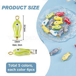 20Pcs 5 Colors Evil Eye Fish Shaped Glazed Porcelain Pendants&nbsp;PALLOY-HS00036