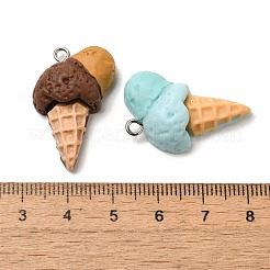 樹脂チャーム  白金鉄パーツ  アイスクリーム  ミックスカラー  28x20.5x8.5mm  穴：2mm&nbsp;RESI-A038-04