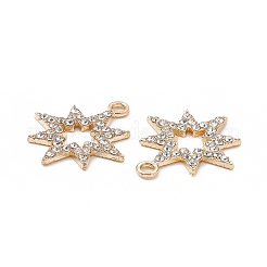 合金クリスタルラインストーンペンダント  スターのチャーム  ライトゴールド  23x20x2mm  穴：2mm&nbsp;FIND-C019-53KCG