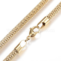 304ステンレスメッシュチェーンネックレス  カニカン付き  ゴールドカラー  27.5インチ（70cm）  5mm&nbsp;NJEW-G271-13P