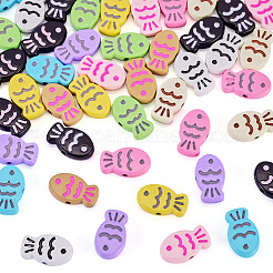 44Pcs 11 Colors Fish Spray Painted Alloy Enamel Beads&nbsp;FIND-TA0010-35