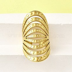女性用304ステンレススチール調節可能なカフリング  18KGP本金メッキ  39.5mm  内径: 調節可能&nbsp;RJEW-B123-01G-03
