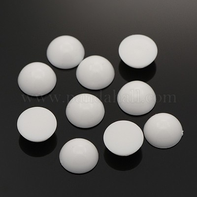 半円アクリルカボション  ホワイト  18x7mm  約200個/袋&nbsp;SACR-O002-16-18mm-1