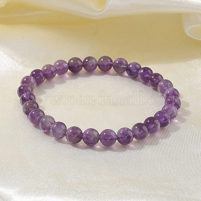 Natural Amethyst Bead Stretch Bracelets&nbsp;BJEW-K212-A-034-1