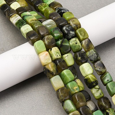 天然石蛇紋岩ビーズ連売り 直方体の 7~12x8~9x8~9mm 穴：1.4mm 約41個