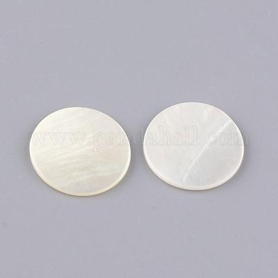淡水シェルカボション  フラットラウンド  乳白色  18x2mm&nbsp;SHEL-Q008-36-1