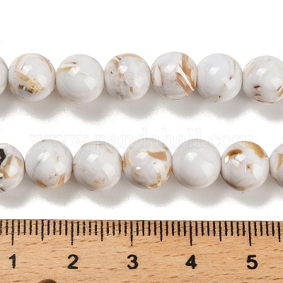 Assembled Synthetic Stone and Trochus Shell Beads Strands&nbsp;G-B128-08C-01-1