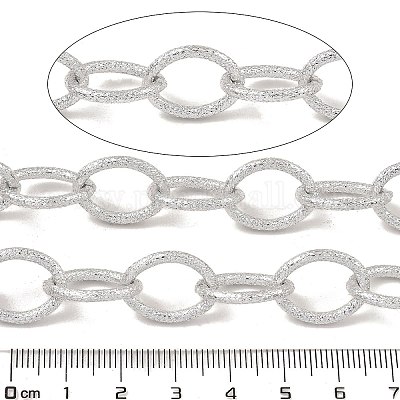 アルミアズキチェーン  テクスチャー  溶接されていない  スプールで  プラチナ  18x14x2mm  約32.81フィート（10m）/ロール&nbsp;CHA-C002-08P-1
