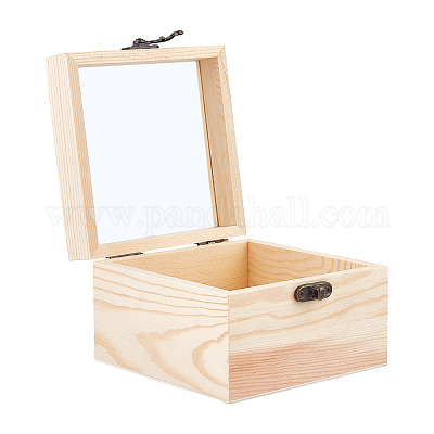 Lage Unfinished Wooden Box With Hinged Lid Unfinished Wooden