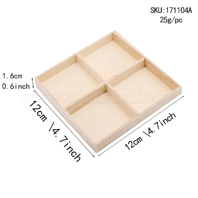木製収納ボックス  4つのコンポーネントで  正方形  パパイヤホイップ  13x13x1.6cm&nbsp;WOCR-PW0001-085C-1