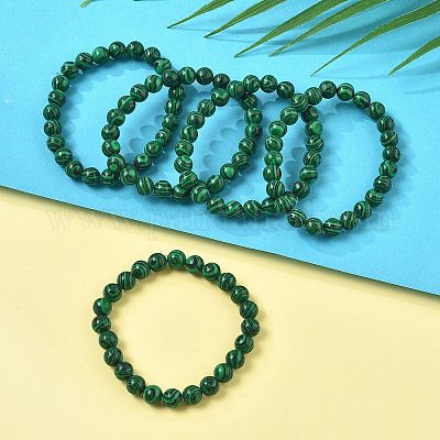 Synthetic Malachite(Dyed) Bead Stretch Bracelets&nbsp;BJEW-K212-B-031-1