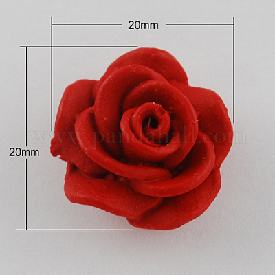 シナバービーズ  花  レッド  20x20x12mm  穴：2mm&nbsp;CARL-Q001-5-1
