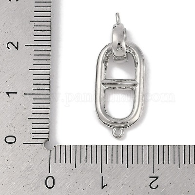 真鍮製折りたたみ式クラスプ  オーバル  プラチナ  25.5x10x6.5mm  穴：1mm&nbsp;FIND-U017-16P-01-1