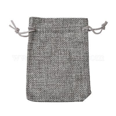 Polyester Imitation Burlap Packing Pouches Drawstring Bags&nbsp;X-ABAG-R005-9x12-04-1