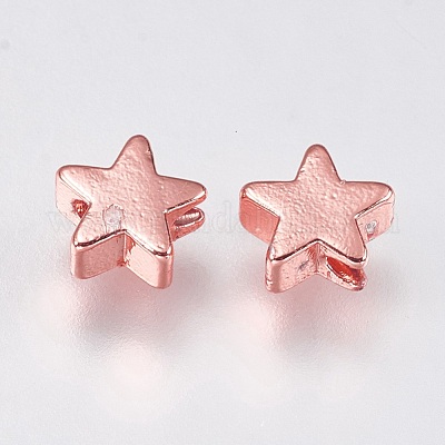 真鍮ビーズ  スター  ローズゴールド  6x6x2.5~3.3mm  穴：1mm&nbsp;KK-E735-27RG-1