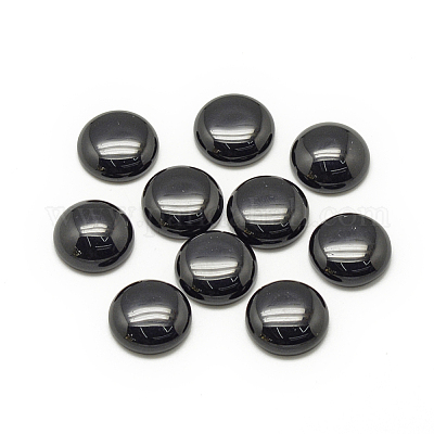 合成ブラックストーンカボション  半円/ドーム  16x6mm&nbsp;G-R416-16mm-46-1-1